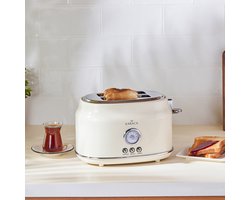 Karaca Retro Broodrooster – 2 Sneden – Crème – 815W – Met...