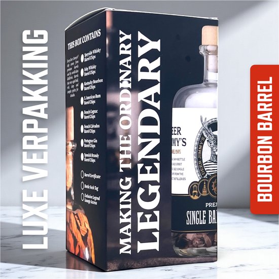 Deer Jimmy’s® Make Your Own Whiskey / Legendary Drink – Batch 23: Whiskey Kentucky Bourbon Barrel Chips – Maak je eigen drank met eiken houtsnippers van een premium whiskey vat