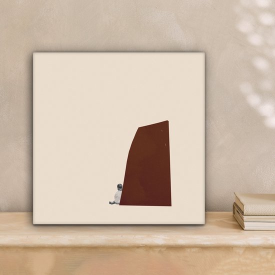 Canvas - Abstract - Jongen - Pastel - Bruin - Abstracte - 20x20 cm - Schilderijen op canvas - Canvas schilderij