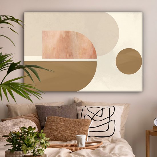 Toile Peinture Rose - Design - Abstrait - 150x100 cm - Décoration murale