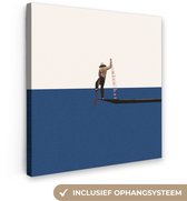 Toile - Abstrait - Bateau - Mer - Texte - Chapeau - Abstrait - 90x90 cm - Canvasdoek - Peinture sur toile