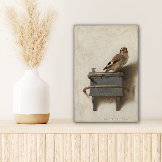 Le Chardonneret - Peinture par Carel Fabritius Toile 20x30 cm - petit - Tirage photo sur toile (Décoration murale salon / chambre)