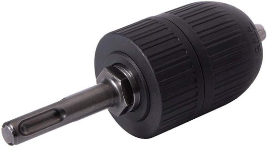 Zwarte boorkop met metalen SDS-adapter en tekst 'GRIP'.