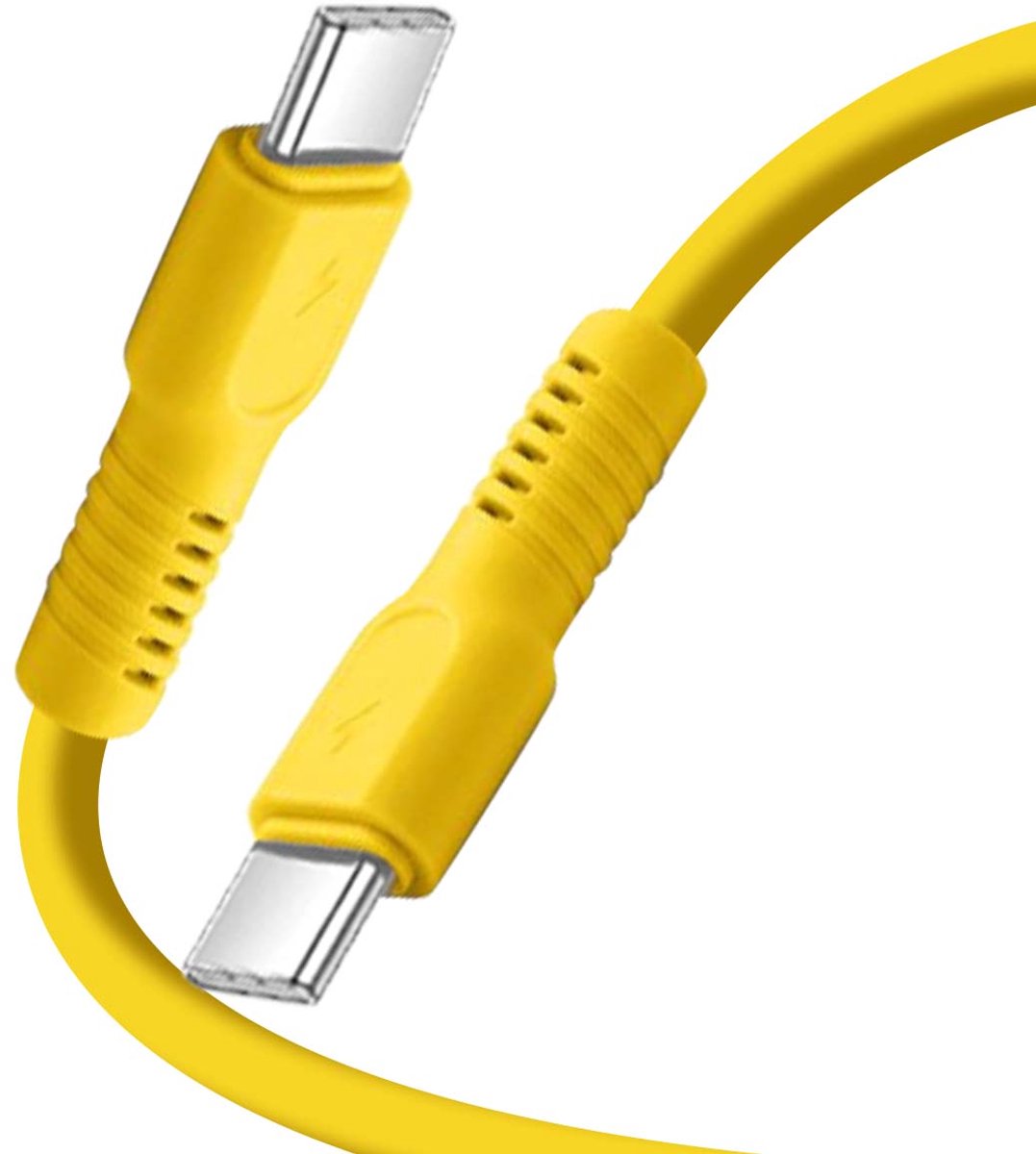 Forever, Oplaadkabel 3A en Sync USB-C naar USB-C 60W 1,8m, Geel