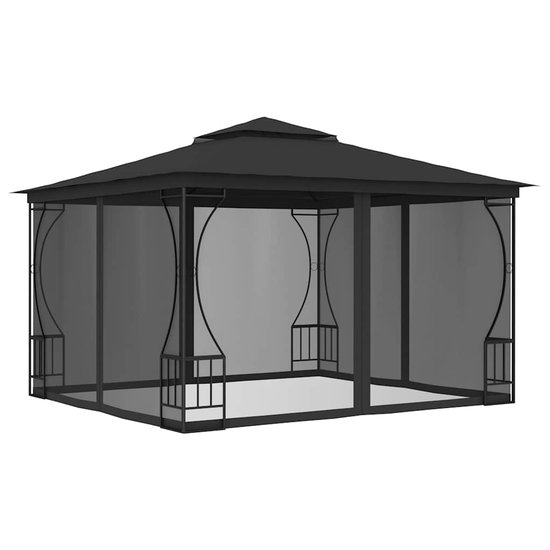 vidaXL - Prieel - met - netten - 300x300x265 - cm - antracietkleurig