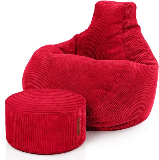 icon Dalton Zitzak, Grijs, Corduroy Stof, Fauteuil, Zitzak Volwassen met Vulling Inbegrepen, Bean Bag, Slaapkamer, Woonkamer, Woonkamermeubilair