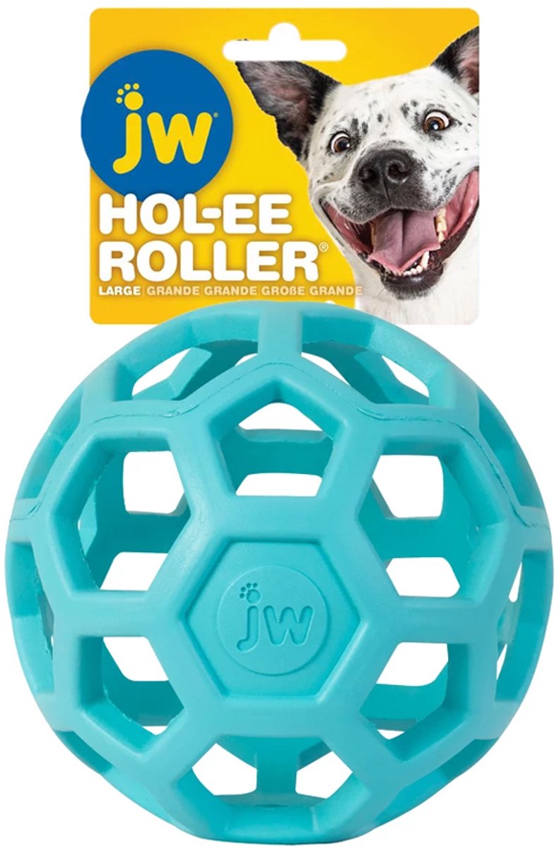 JW HOL-EE ROLLER – Hondenspeeltje - Hondenspeelgoed - Hondenbal - L - Ø 15 cm - Natuurrubber - Groen