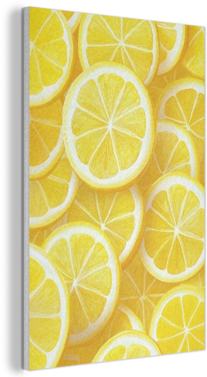 Akoestisch wandpaneel 40x60 cm - Vilt schilderij Citroenen - Geel - Zomers - levendig - Akoestische panelen - Geluidsdempende wanddecoratie - Geluidsisolatie woonkamer - Muurdecoratie geluidspanelen