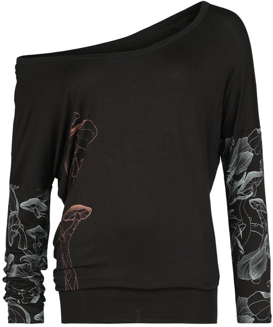 Full Volume zwart los shirt met lange mouwen en print - Dames - L