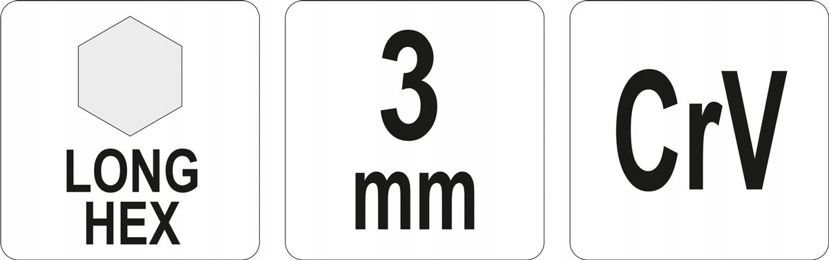 Lange inbussleutel 3 mm - Duurzaam CrV-staal