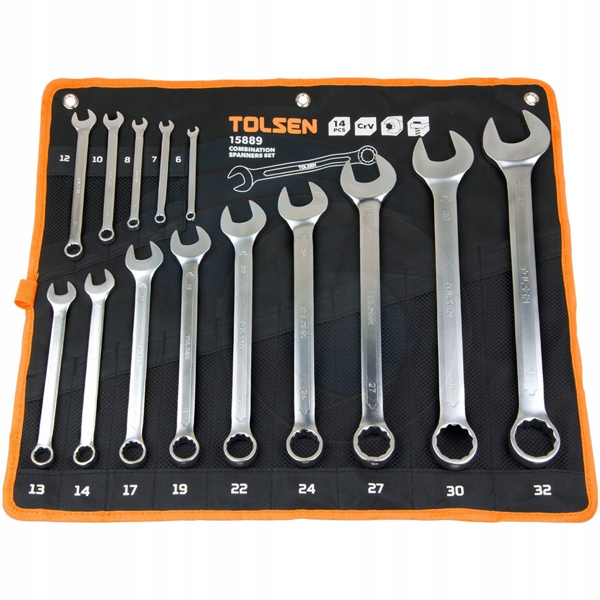 Tolsen ringsleutelset 14-delig 6-32 mm Cr-V-staal