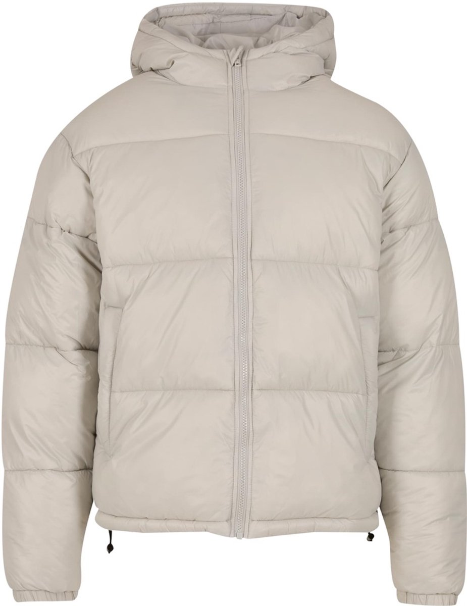 Urban Classics Shiny Puffer With Hood Gewatteerd jack L Grijs