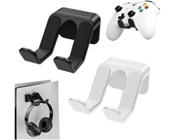 Hoofdtelefoonhouder – universele hoofdtelefoonhouder – hoofdtelefoonhouder met sterke lijm voor gaming-headset – onder de bureautafel – muur – hoofdtelefoonhouder – kantooraccessoires – zwart en wit