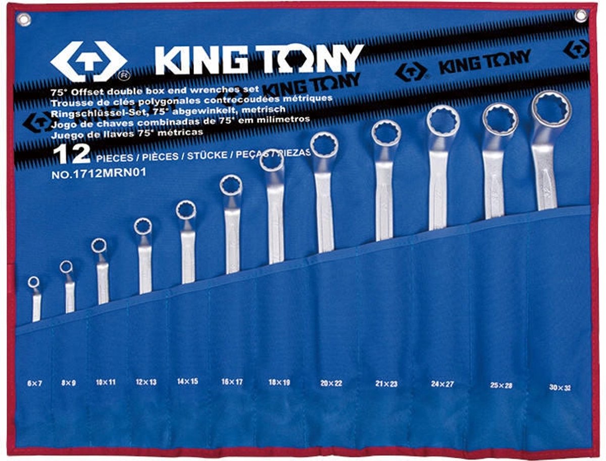 King Tony Ringsteeksleutelset 75° 12-delig 6-32mm