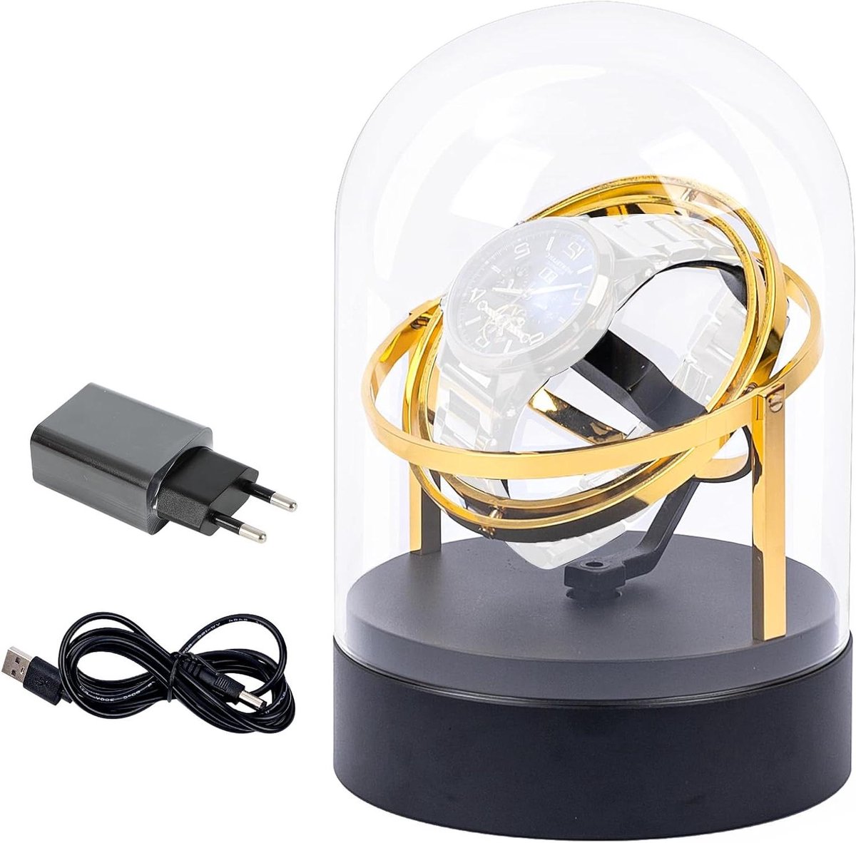 Plus - Automatische horlogeopwinder met stille motor en 360° rotatie, opbergdozen en USB-voeding