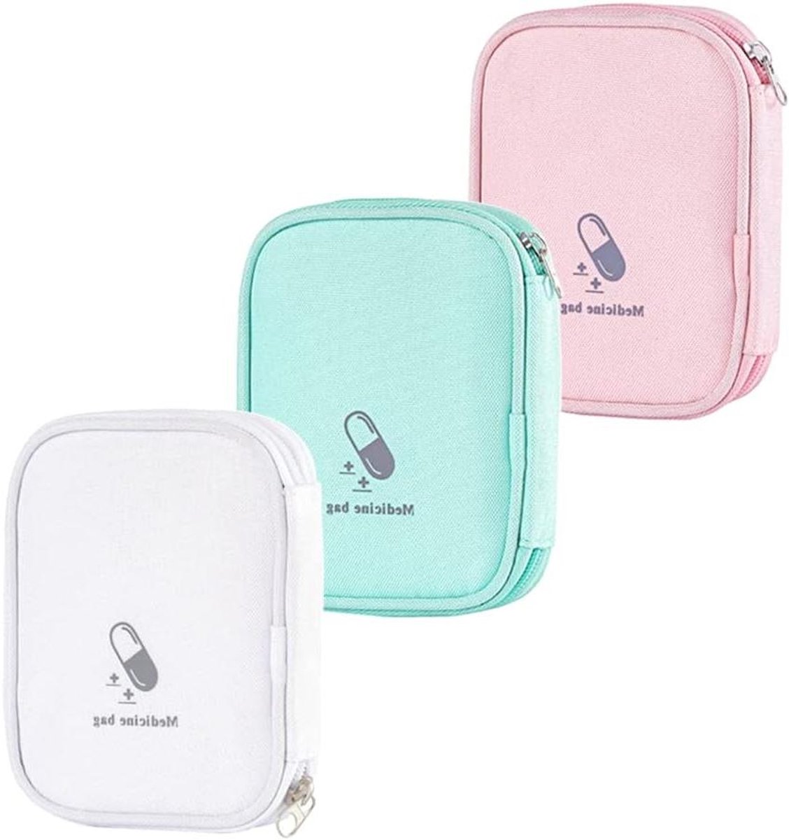 Provento - Medische opbergtas voor onderweg - 3 stuks - Eerstehulpset - Reis-apotheektas - EHBO-tassen - Draagbare medische noodtas.