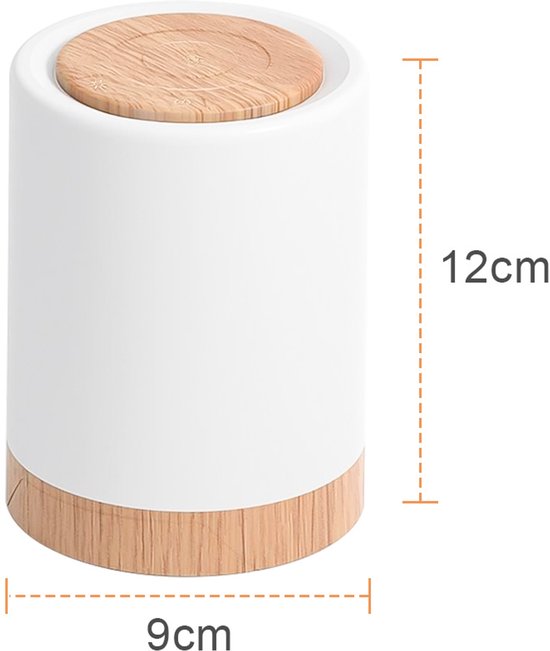 USB Oplaadbaar Nachtlampje - Warm Licht & RGB Kleuren - Timer - Nachtlampje voor de Slaapkamer - Sfeerlamp - LED verlichting - Leeslamp - Tafellamp - Bedlamp voor Baby, Kinderen & Volwassenen - Dimbaar - Touch Control - Houtnerf van HomeTree — afbeelding 5
