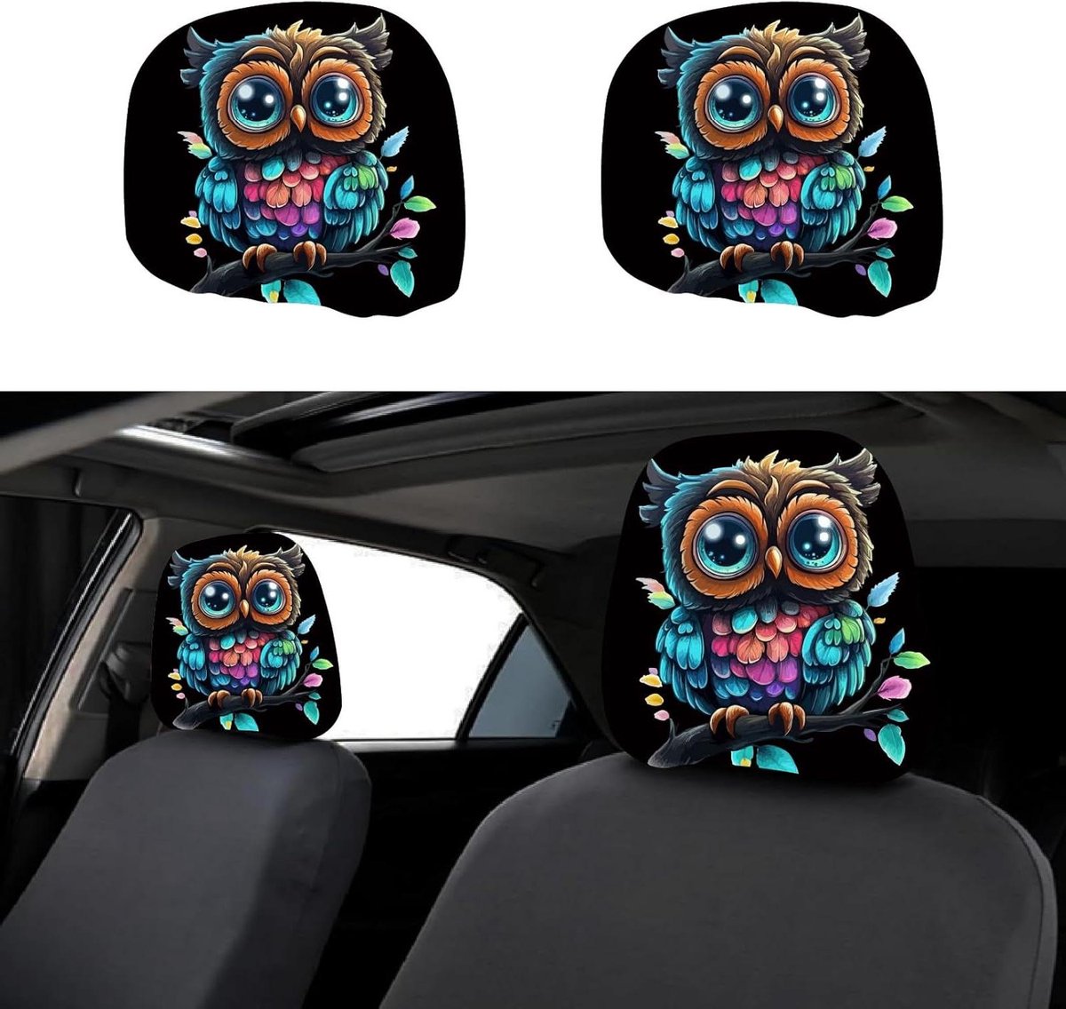 Provento - Autostoel Hoofdsteun Cover Universeel | Auto Accessoires | Uil Hoofdsteun Cover | Automobiel Truck Decoratie
