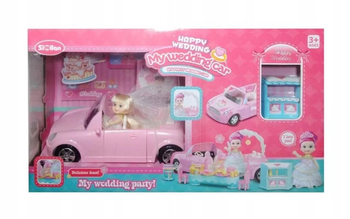 Auto met Bruidsjurk Pop - Speelgoedauto met Accessoires