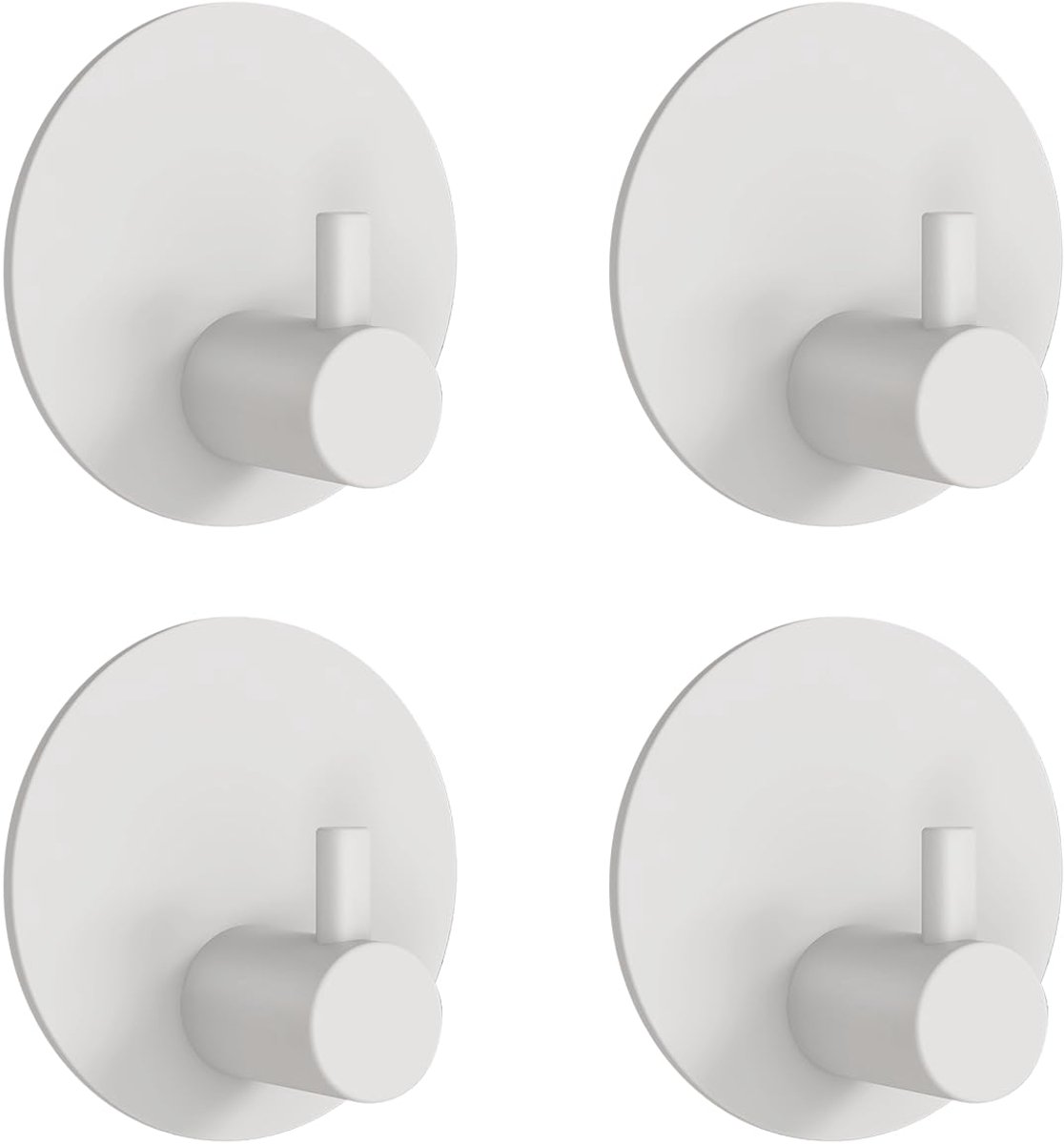Azomor® Set van vier ronde zelfklevende haken van roestvrij staal voor elke ruimte