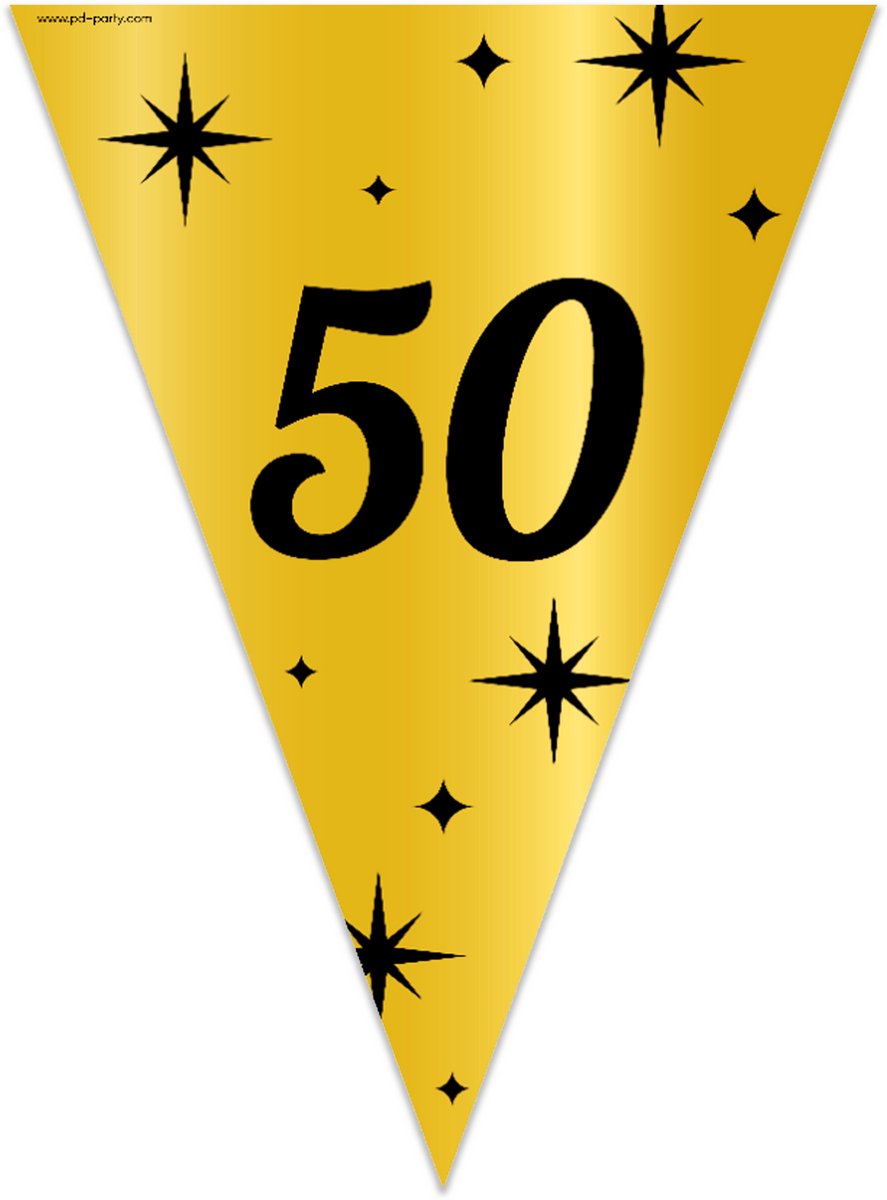 BTH - Slingers - 50 Jaar - Goud en Zwart - Slingers Verjaardag - Vlaggenlijn - 50 Jaar Sarah - 50 Jaar Abraham - 1 Stuk — afbeelding 7