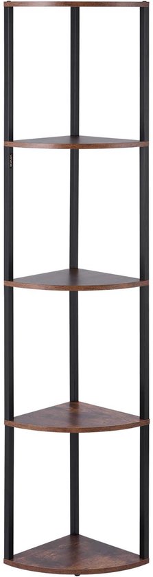 Étagère d'angle à 5 niveaux, étagère moderne avec Éclairage LED, support de rangement et d'exposition avec cadre en métal robuste et Étagères en bois, polyvalente pour les chambres