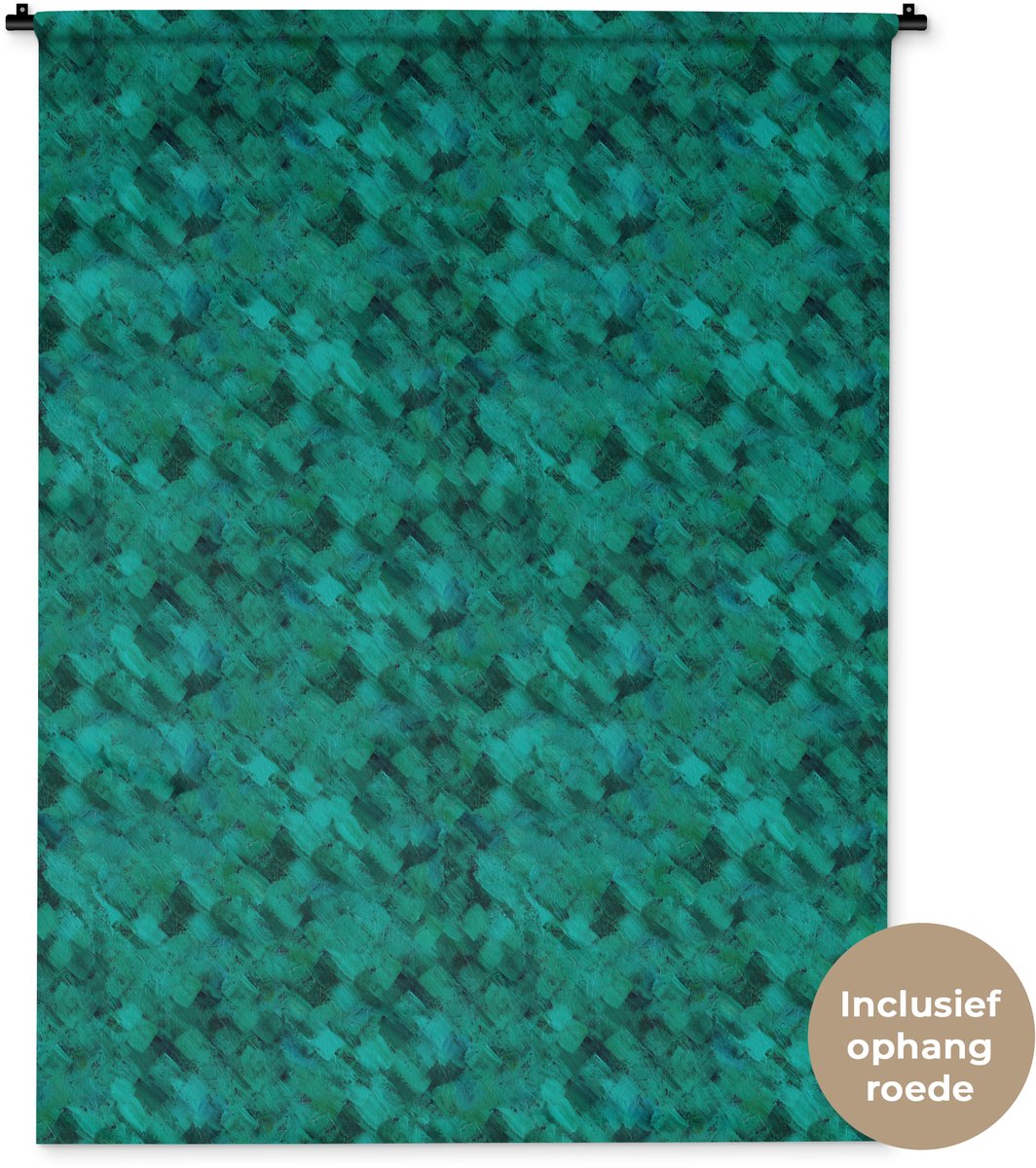 Wandkleed 120x160 cm - Wanddoek Vloeiend - Olie - Verf - Groen - Wandtapijt - Wandkleden