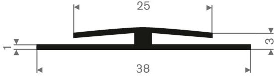 Rubbermagazijn - Rubber H-profiel - Binnenmaat 1/1mm - Afmeting = 38x3mm - Lengte 10 meter