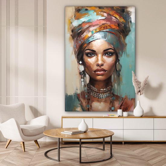 Tableau toile femme 90x140 cm - Décoration chambre adultes - Art moderne - Décoration murale toile toile abstraite - Toile murale cuisine - Photo sur toile - Tableau cuisine décoration maison - Décoration chambre abstraite - Hotel chic