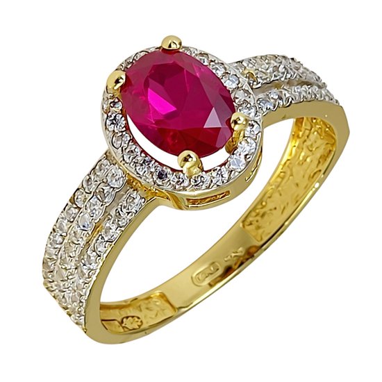 Bague femme en or rubis et zircone 14 carats
