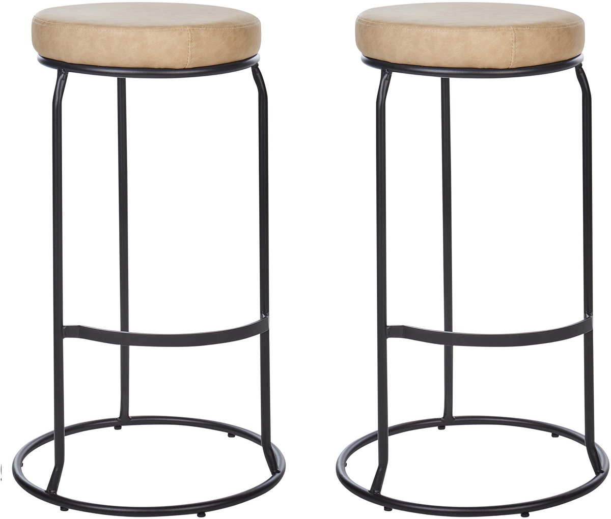MILROY - Barkruk set van 2 - Beige - Kunstleer