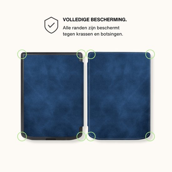 Lunso PocketBook Verse / Verse Pro / Verse Color Slim hard case hoes (6 inch) - sleepcover - Donkerblauw van Lunso — afbeelding 3