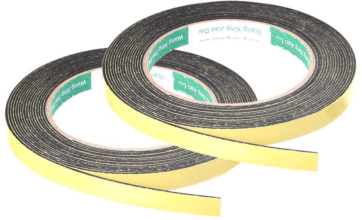 2pcs Self Adhesive Sealing Foam Tape, 10mm(W) x 1mm(T) x 5m(L) Single Sided High Density Foam Weather Strip for Window and Door Insulation
