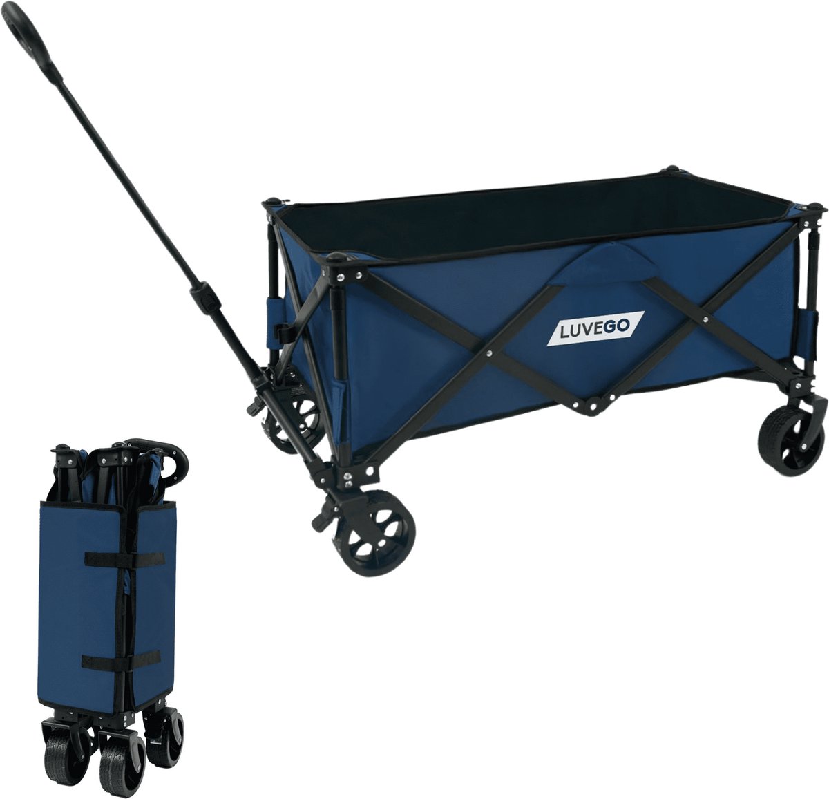 Luvego Bolderkar Opvouwbaar - Loskoppelbare Wielen - 100KG Draagkracht - Donkerblauw