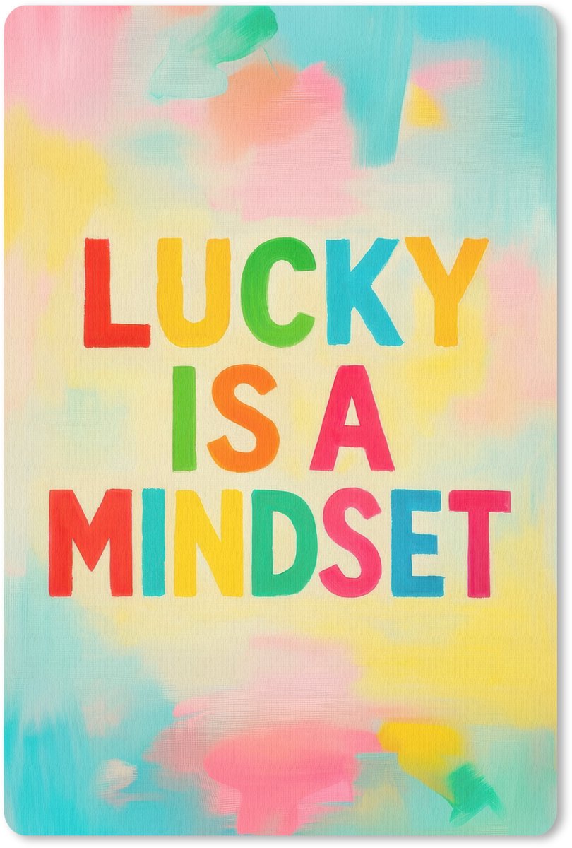 Muismat 18x27 cm - Mousepad Quote - Lucky - Regenboogkleuren - Muismatten