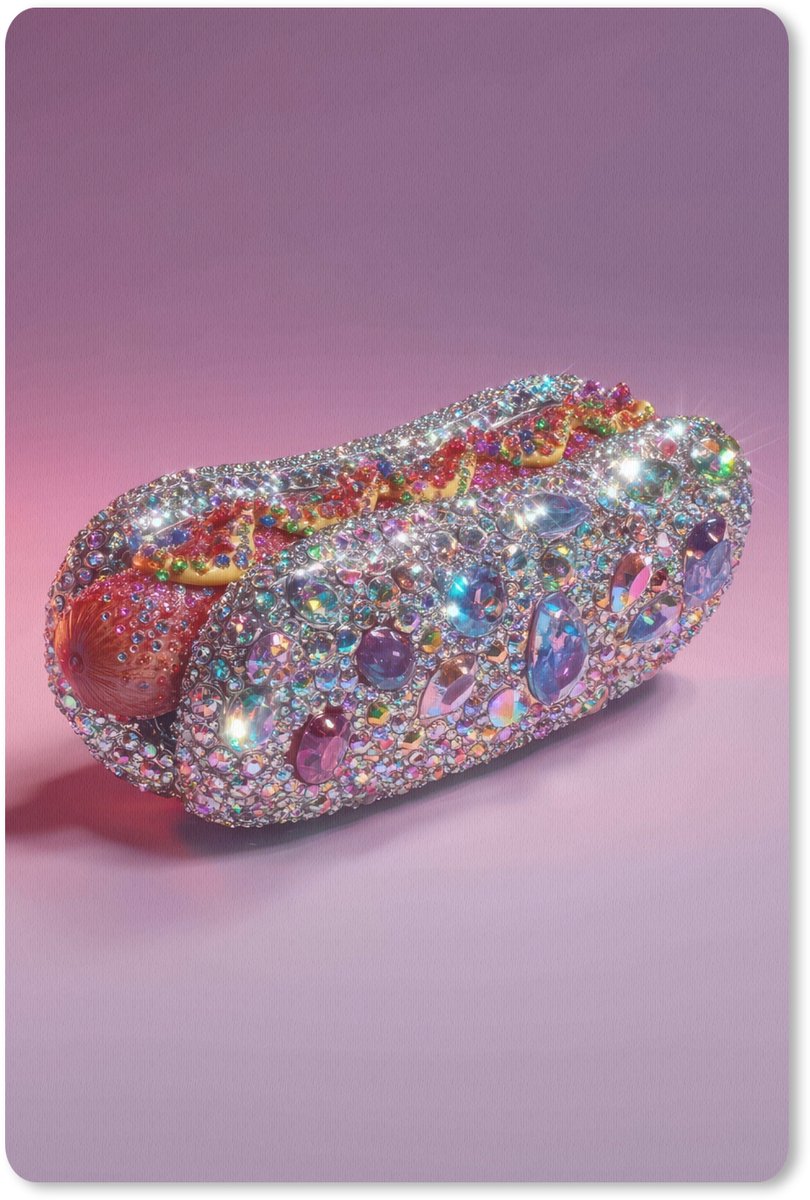 Muismat 18x27 cm - Mousepad Hotdog - Steentjes - Glitters - Paars - Muismatten