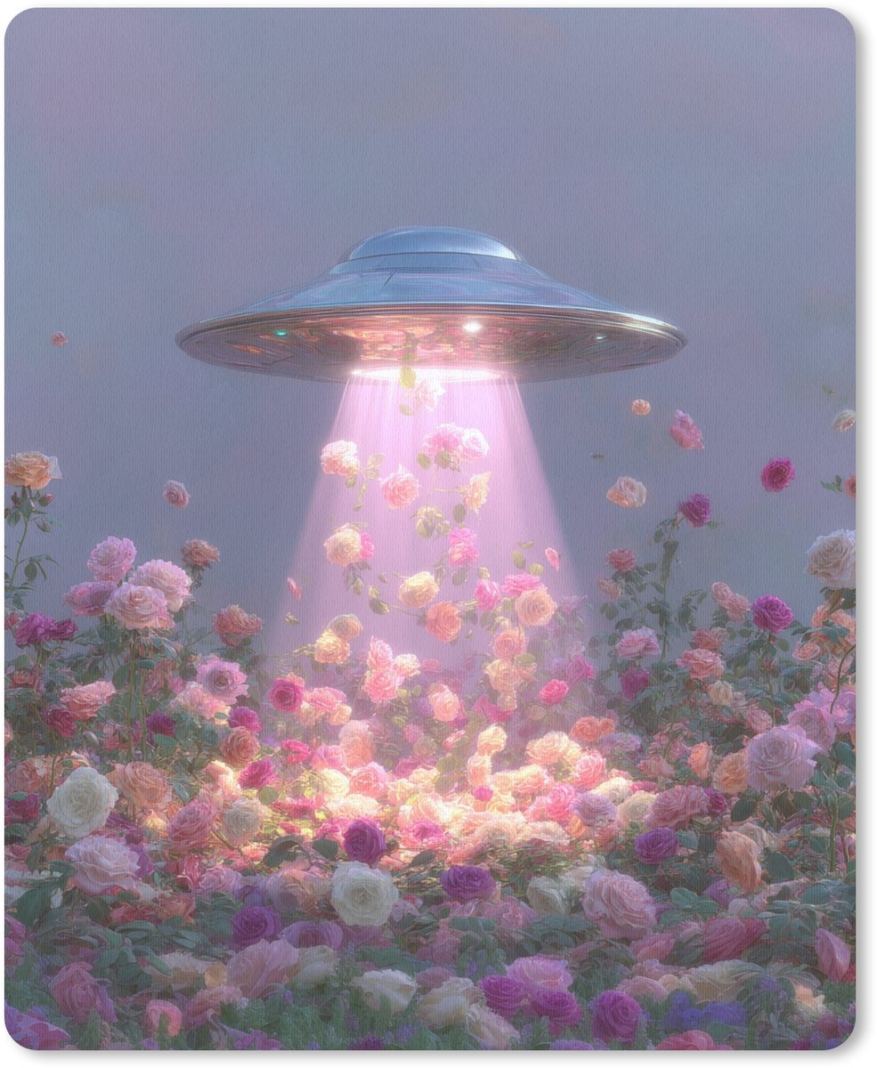 Muismat 19x23 cm - Mousepad Ufo - Rozen - Pastelkleuren - Muismatten
