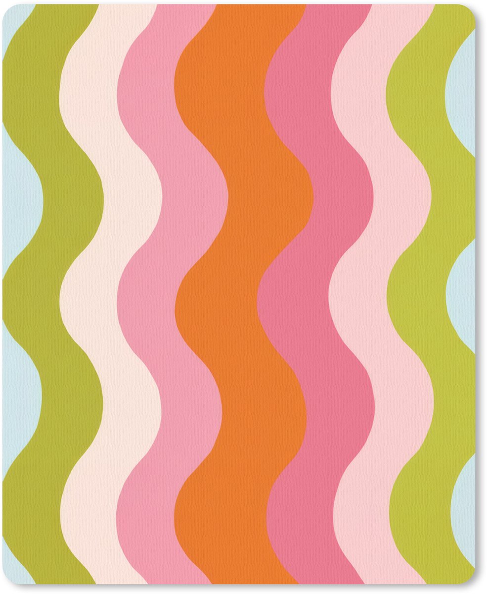Muismat 19x23 cm - Mousepad Banen - Golven - Kleurrijk - Verticaal - Muismatten