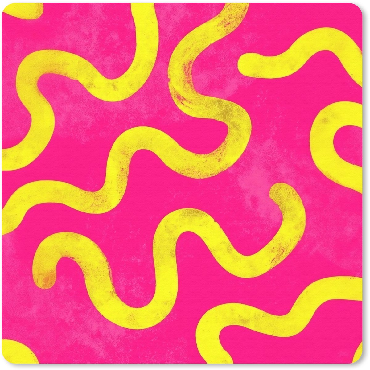 Muismat 20x20 cm - Mousepad Lijn - Geel - Abstract - Muismatten