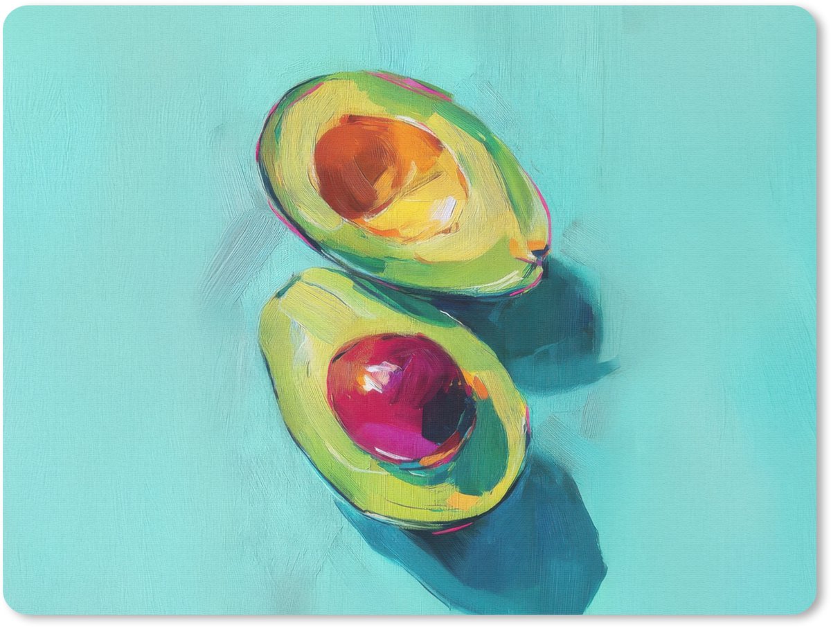 Muismat 23x19 cm - Mousepad Avocado - Groen - Pit - Schaduw - Muismatten