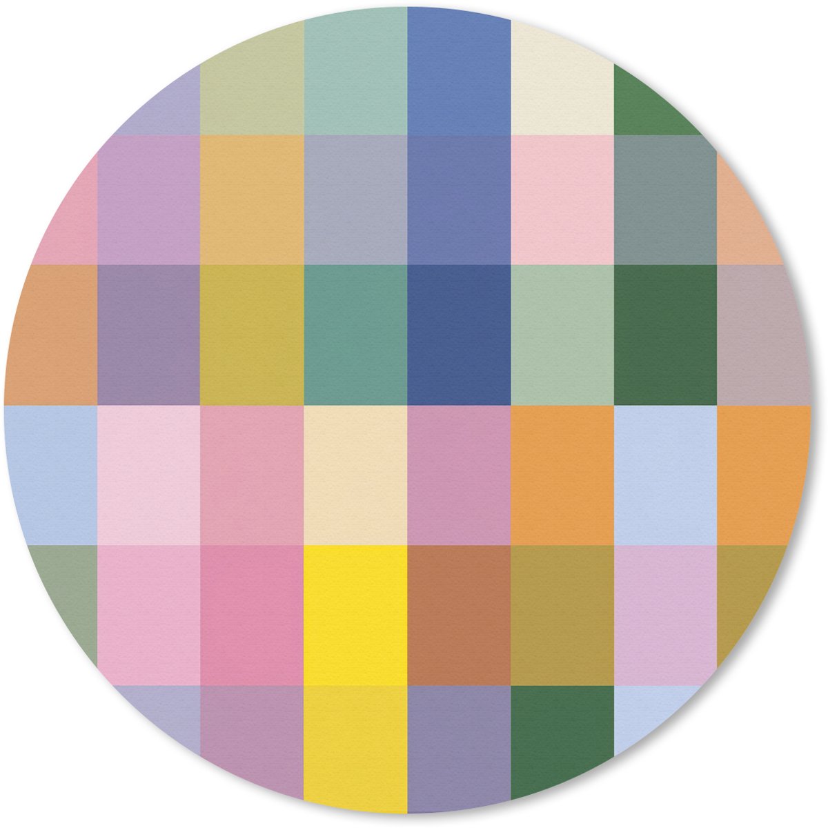 Muismat rond 20x20 cm - Mousepad Blokken - Vierkant - Patroon - Gekleurd - Ronde muismatten
