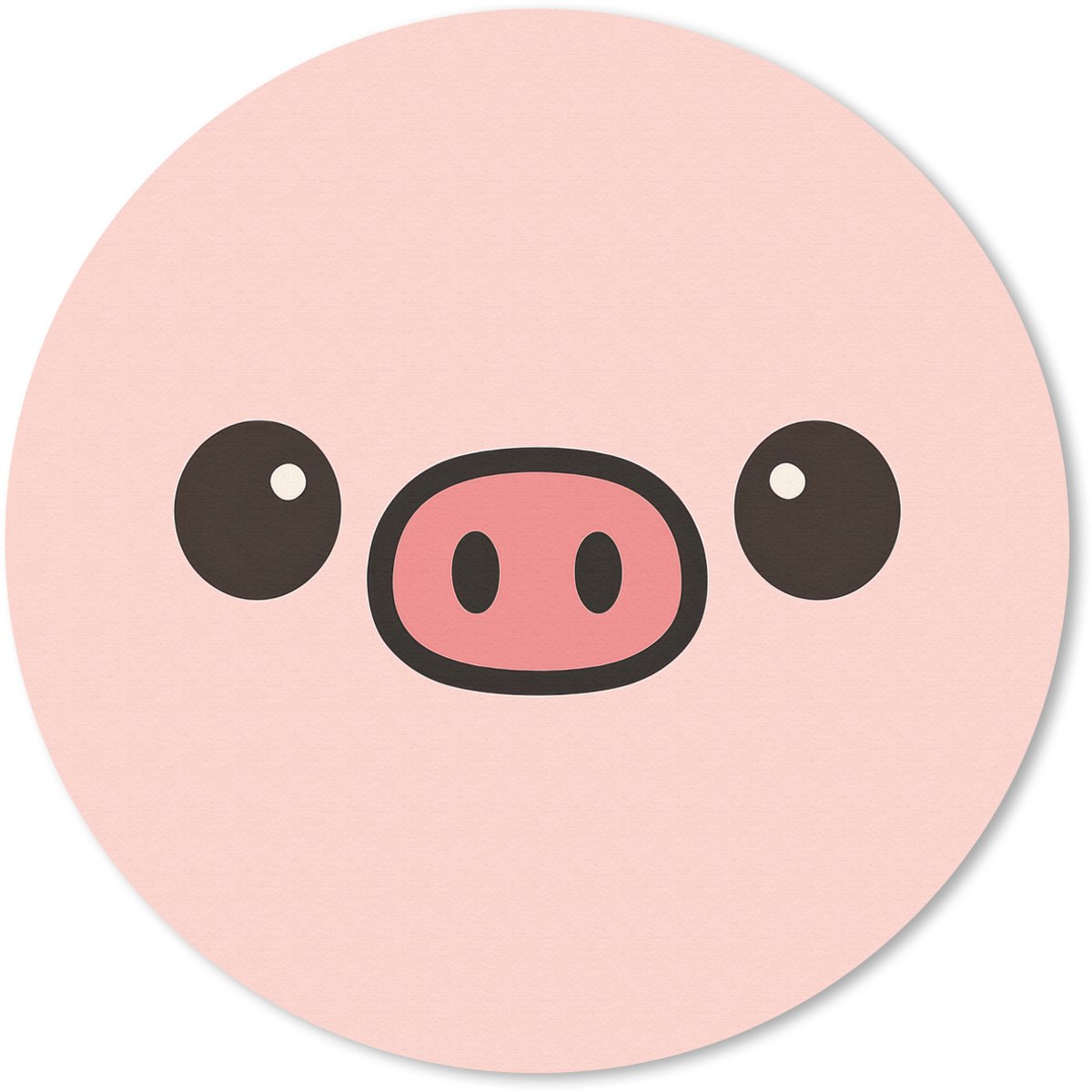 Muismat rond 40x40 cm - Mousepad Varken - Roze - Minimalistisch - Ronde muismatten