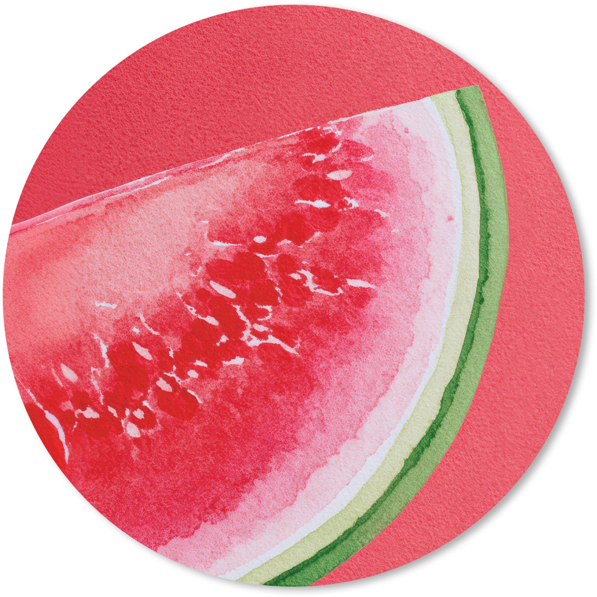 Muismat rond 20x20 cm - Mousepad Watermeloen - Rood - Zomers - Ronde muismatten