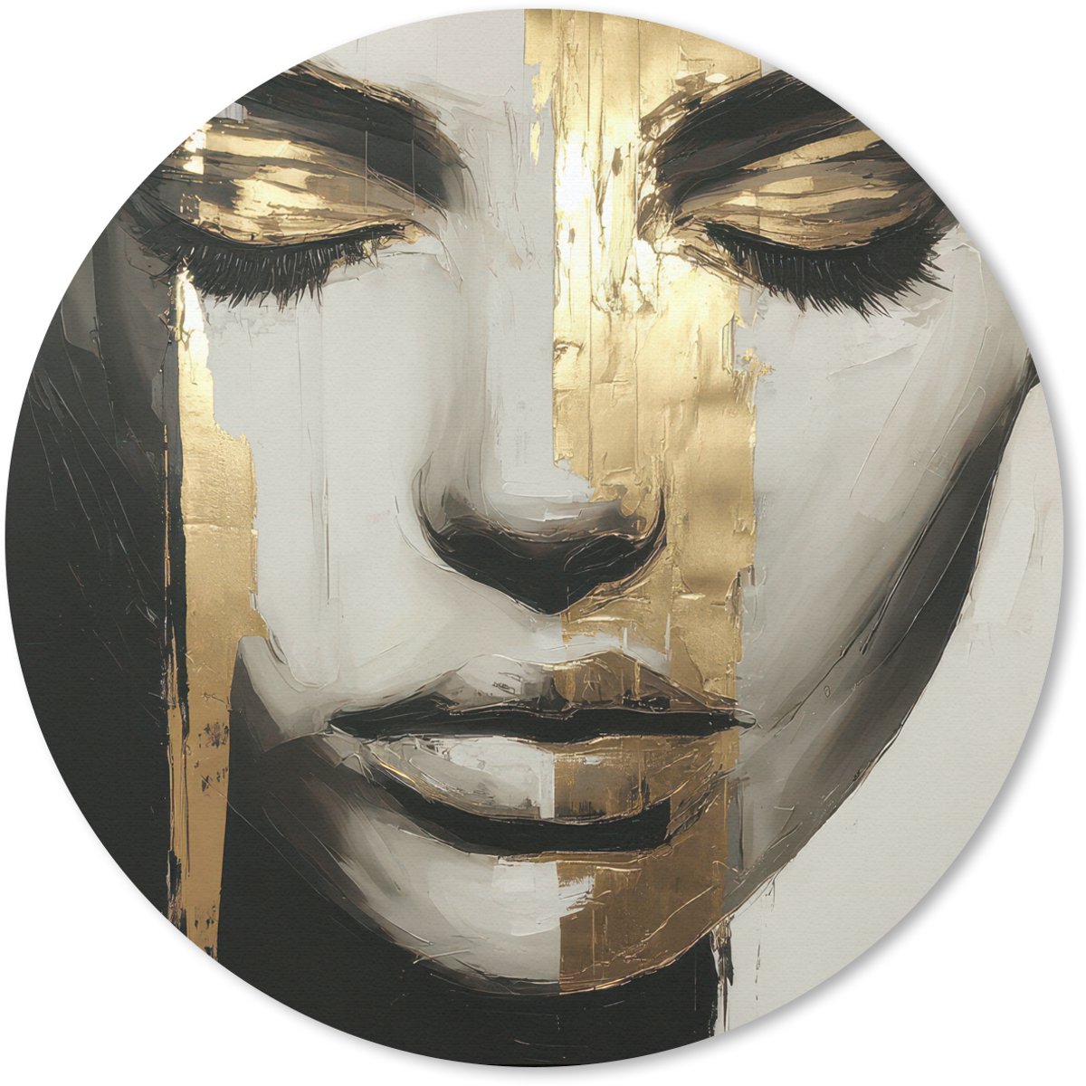 Muismat rond 40x40 cm - Mousepad Ogen - Gezicht - Goud - Strepen - Ronde muismatten