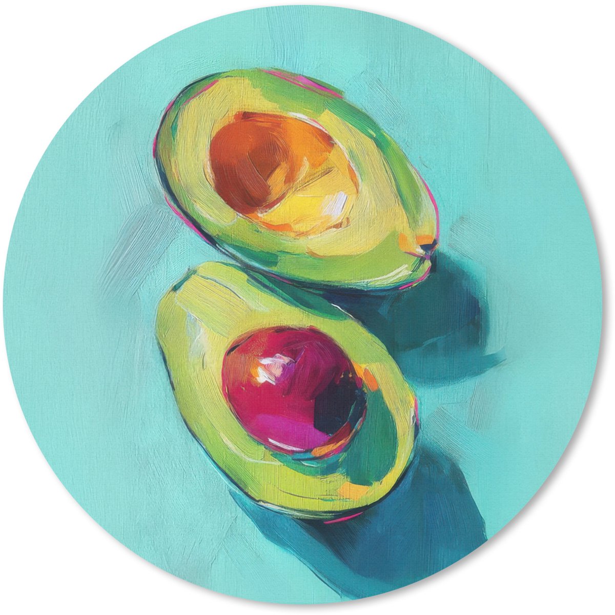 Muismat rond 40x40 cm - Mousepad Avocado - Groen - Pit - Schaduw - Ronde muismatten