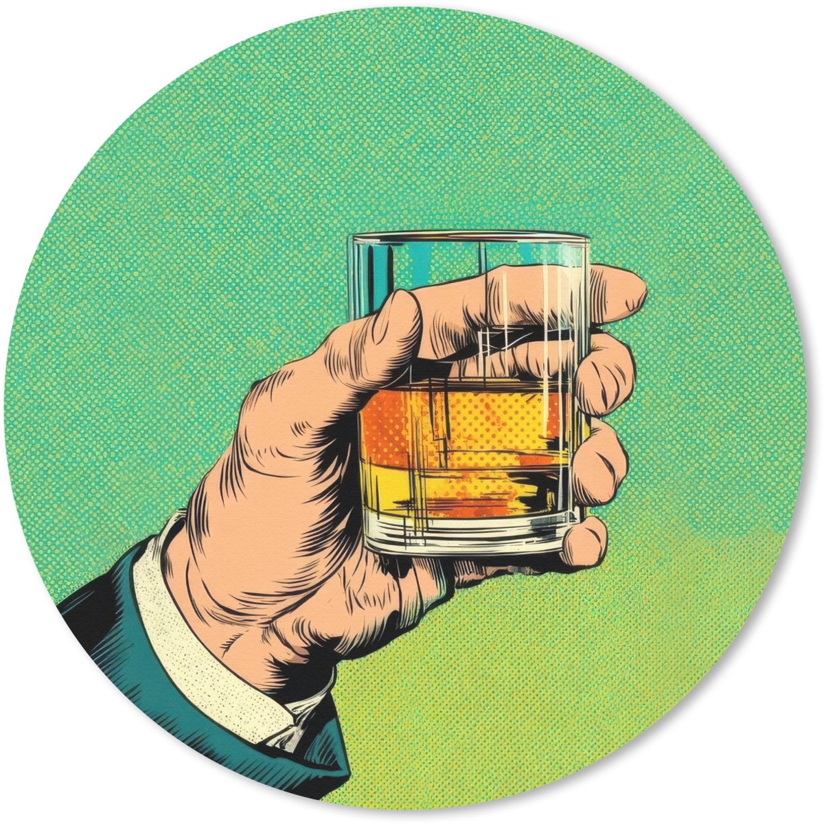 Muismat rond 40x40 cm - Mousepad Whisky - Glas - Hand - Groen - Ronde muismatten