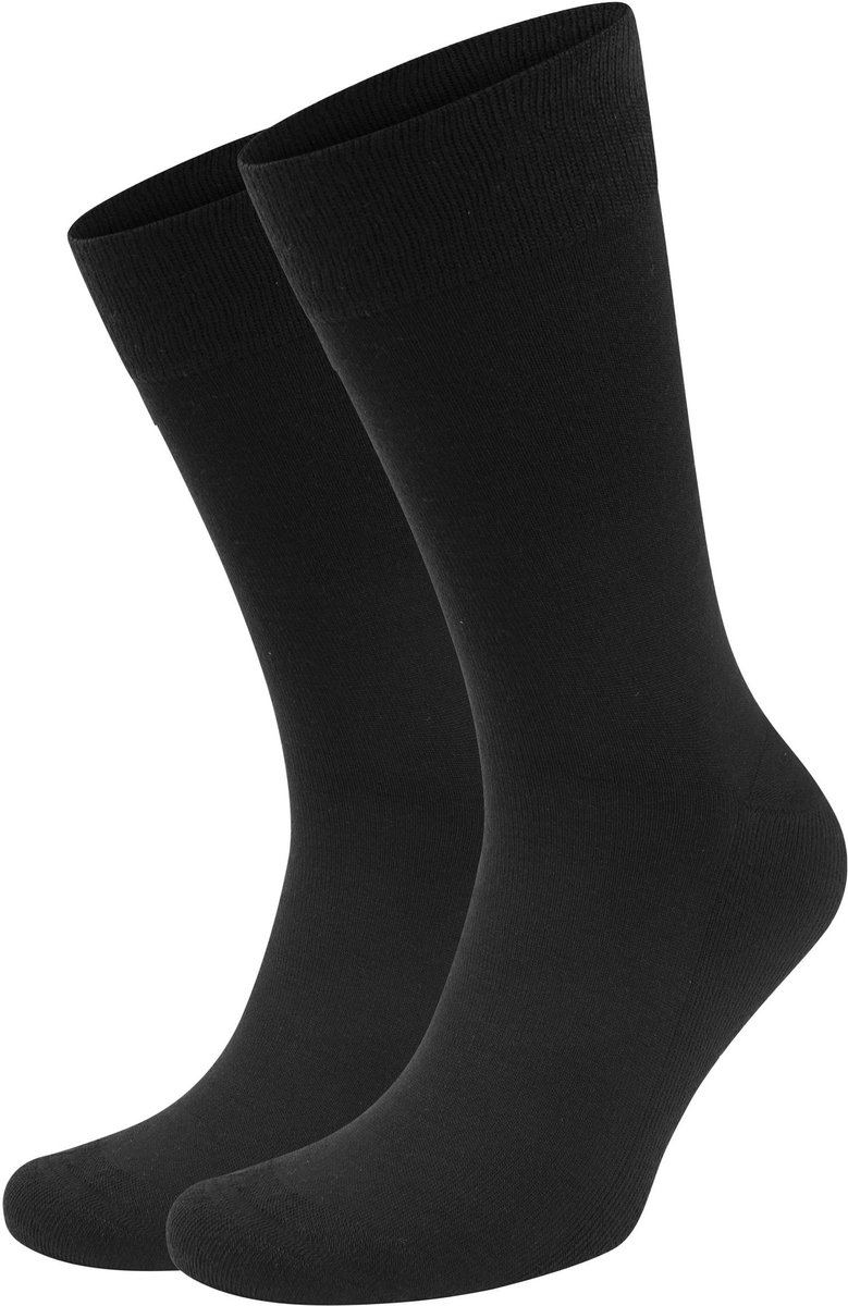 Suitable Merino Sokken Zwart 2-Pack - Dames en Heren - Maat 43-46 - Set van 2 Paar - Temperatuur regulerend - Thermosokken met badstof voetbed - Halfhoge sokken