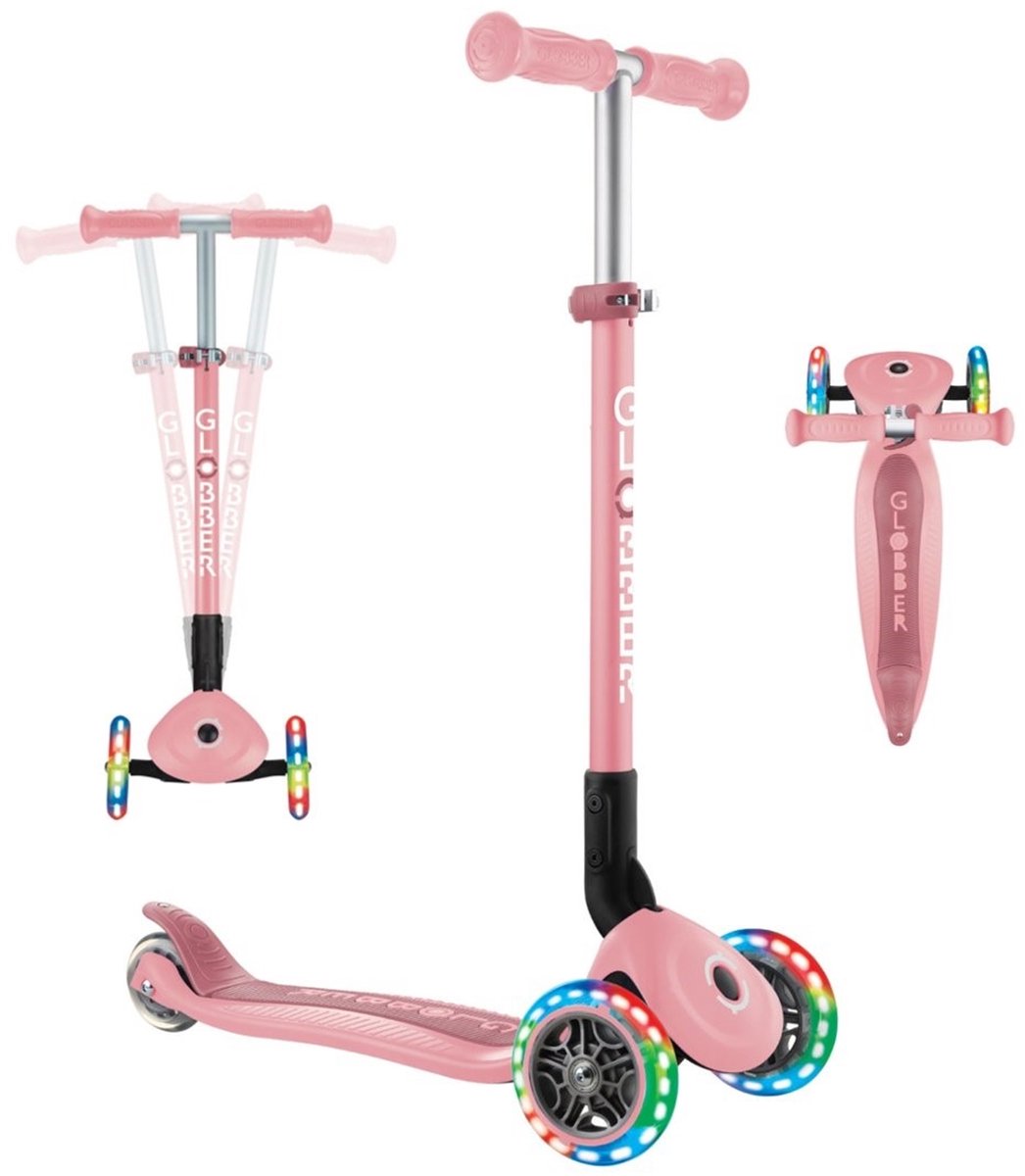 Globber Primo Opvouwbare Step Met Lichtjes Roze