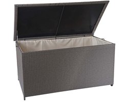 Poly-rattan kussenbox MCW-D88, tuinkist kussenbox kist ~ Premium grijs, 80x160x94cm 950l