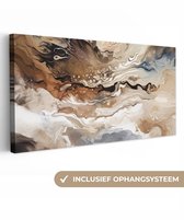 Canvas schilderij 200x100 cm - Wanddecoratie Abstract - Kunst - Verf - Beige - Modern - Muurdecoratie woonkamer - Kamer decoratie modern - Abstracte schilderijen